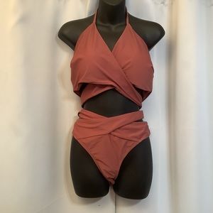 Holipick Bikini Women’s Size XL Halter Criss Cross Dusty Rose